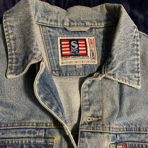 Schott NYC Blue Genuine Denim Jacket. - Picture 4 of 6